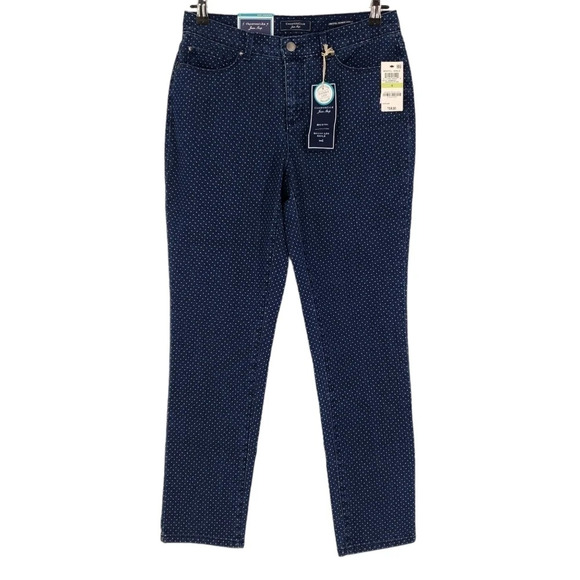 Charter Club Skinny Jeans Polka Dot Mid Rise Tummy Slimming Denim Curvy - Picture 1 of 9